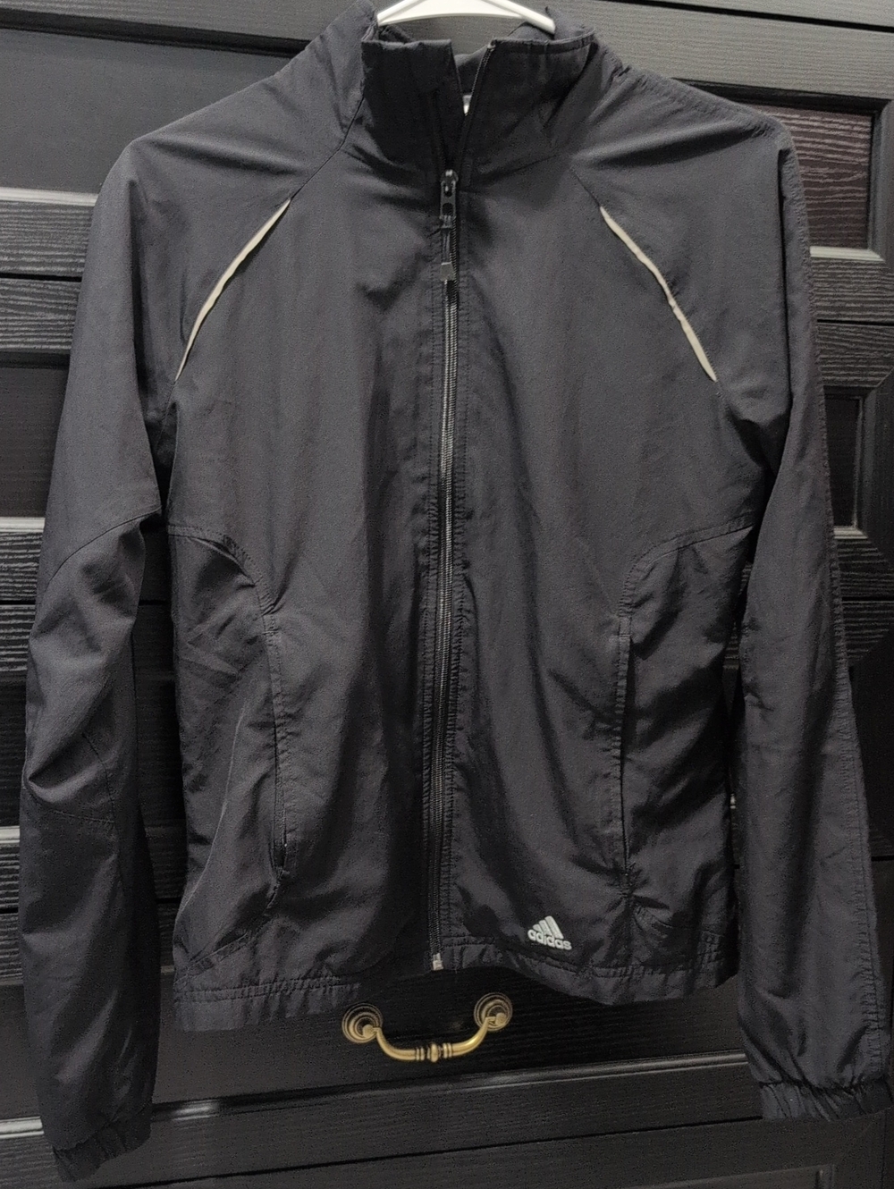 adidas Black Lightweight Windbreaker with Reflective Trim